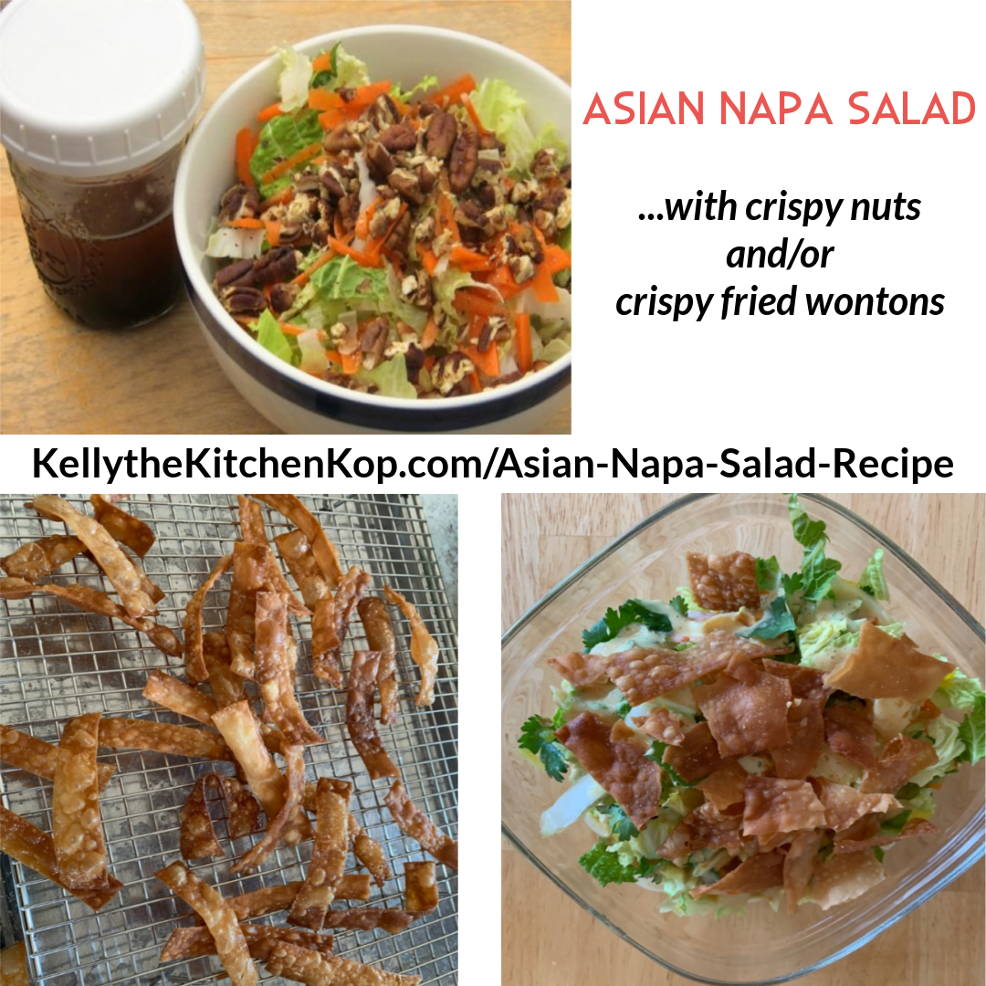 Asian Napa Salad Recipe with crispy nuts or fried wontons