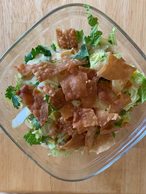 Asian Napa Salad Recipe with crispy nuts or fried wontons