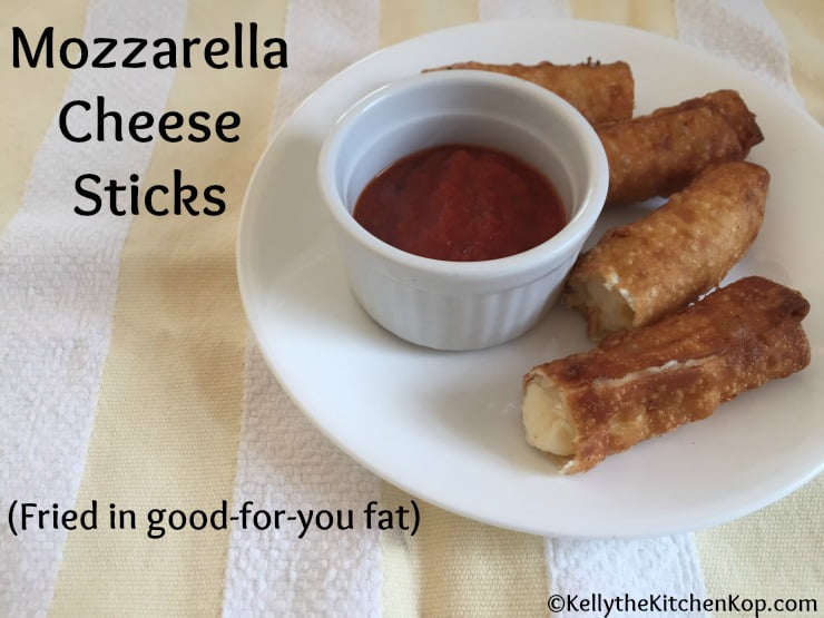 Mozzarella Cheese Sticks Fried in Healthy Fat - Kelly the Kitchen Kop