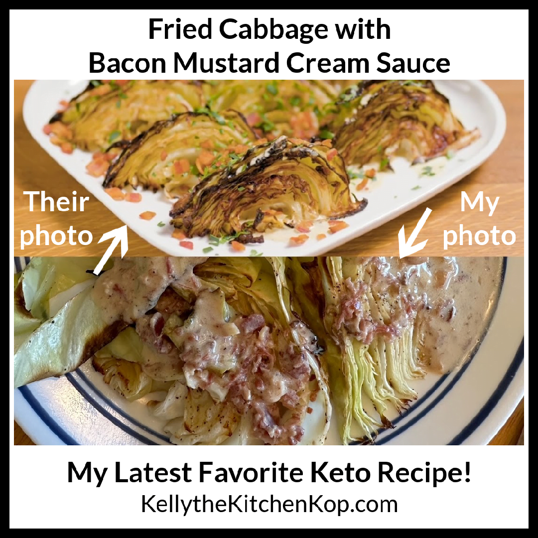 Fried Cabbage with Bacon Mustard Cream Sauce